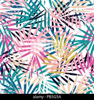 Trendy nahtlose exotische Muster withcolorful Palmblättern. Vector Illustration, Dschungel Hintergrund Stock Vektor