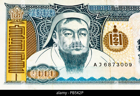 1000 togrog Bank Note. Togrog ist die nationale Währung der Mongolei Stockfoto