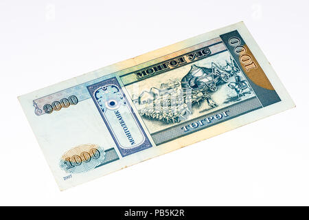 1000 togrog Bank Note. Togrog ist die nationale Währung der Mongolei Stockfoto