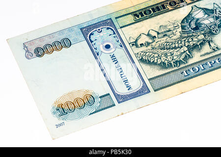 1000 togrog Bank Note. Togrog ist die nationale Währung der Mongolei Stockfoto