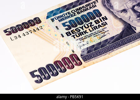 500000 türkische Lira Bank Note. Türkische Lira ist die nationale Währung der Türkei Stockfoto