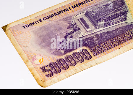 500000 türkische Lira Bank Note. Türkische Lira ist die nationale Währung der Türkei Stockfoto