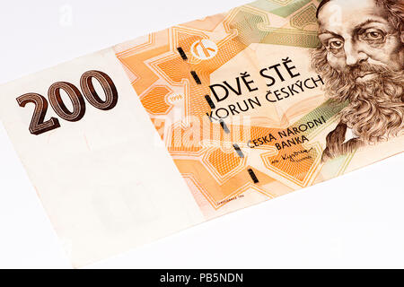200 Tschechische Kronen Bank Note. Crown ist die nationale Währung der Tschechischen Republik Stockfoto