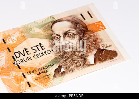 200 Tschechische Kronen Bank Note. Crown ist die nationale Währung der Tschechischen Republik Stockfoto
