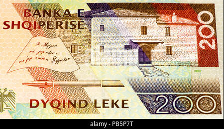 200 albanische Lek Bank Note. Albanische Lek ist die nationale Währung der Albanien Stockfoto