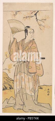 Der Schauspieler, 3 Sawamura Sojuro eine offene Lüfter. Artist: katsukawa Shunko (Japanisch, 1743-1812). Kultur: Japan. Abmessungen: H.11 15/16 (30,3 cm); W. 5 3/8 in. (13,7 cm). Datum: Ca. 1779. Museum: Metropolitan Museum of Art, New York, USA. Stockfoto