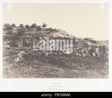 Jérusalem, Village de Siloah, Monolithen égyptienne de forme, 3. Artist: Auguste Salzmann (Französisch, 1824-1872). Abmessungen: Bild: 23 x 32,5 cm (9 1/16 x 12 13/16 in.) anbringen: 44,7 x 60,7 cm (17 5/8 x 23 7/8 in.). Drucker: Imprimerie Photographique de Blanquart-Évrard, à Lille (Französisch, aktive 1851-55). Datum: 1854. Museum: Metropolitan Museum of Art, New York, USA. Stockfoto