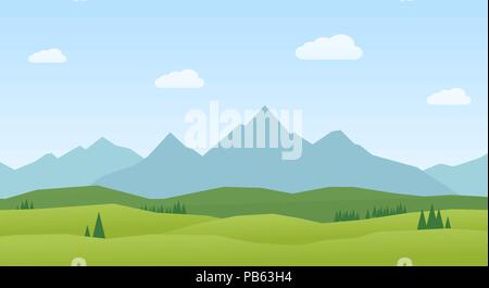 Landschaft - ein Berg und Hügel - Flaches Design Stock Vektor