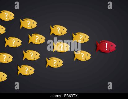 Fische Schwarm der Führung Konzept demonstrieren. Ihr Team muss sie ein Führer zu sein Stock Vektor