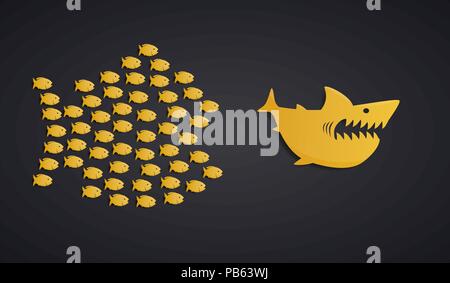 Fisch schwärmen die Teamarbeit Konzept demonstrieren Stock Vektor