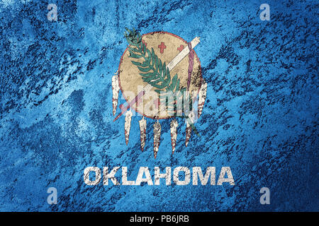 Grunge Oklahoma State Flag. Oklahoma Flagge Hintergrund grunge Textur. Stockfoto