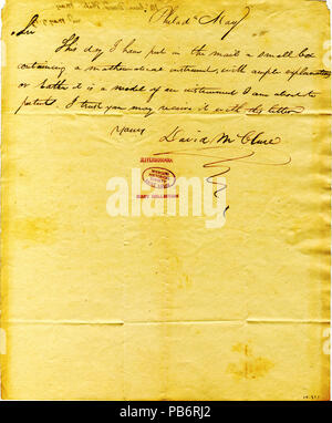 906 Brief unterzeichnet David McClure, Philadelphia, Thomas Jefferson, Mai 1819 Stockfoto