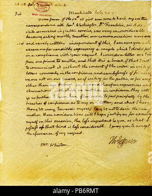 913 unterzeichneten Brief von Thomas Jefferson, Monticello, zu Franziskus Whiston, 24. Juli 1821 Stockfoto