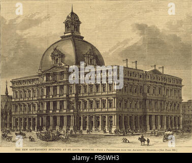 1659 Die neue Regierung Gebäude in St. Louis, Missouri (Custom House und Post). Die Besetzung der gesamte Block zwischen 8. und 9 Straßen und Oliven- und Heuschreckestraßen. Gebäude 1884 Stockfoto