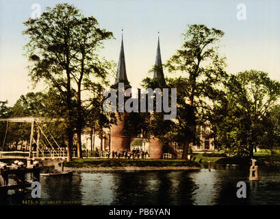 . Östliche Tor (Delft) (Tor), Delft, Niederlande. 1 fotomechanischen drucken: photochrom, Farbe. Zwischen 1890 und 1905 1139 Oostport Delft, Südholland, Niederlande, Ca. 1897 Stockfoto