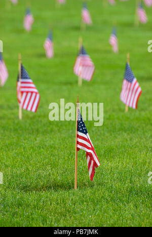 Memorial Day Flaggen auf Gräbern, Willamette National Cemetery, Portland, Oregon Stockfoto