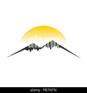 Mountain Sun View Vektor Symbol Grafik Logo Design Template Stock Vektor