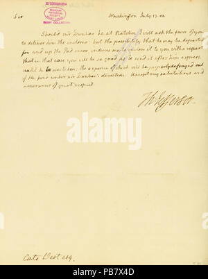 913 unterzeichneten Brief Thomas Jefferson, Washington, zu Thomas Whitney, 9. Juli 1804 Stockfoto