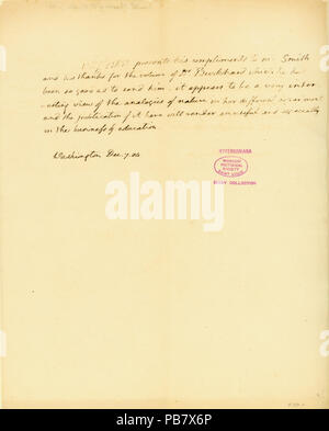 913 unterzeichneten Brief Thomas Jefferson, Washington, Charles Smith, 7. Dezember 1804 Stockfoto