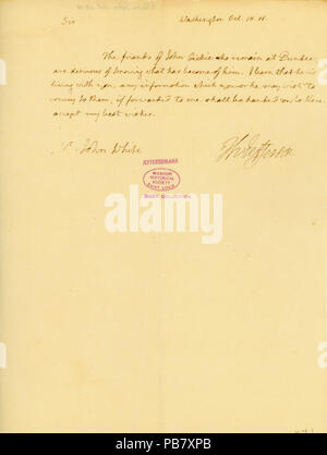 913 unterzeichneten Brief Thomas Jefferson, Washington, John White, 18. Oktober 1806 Stockfoto