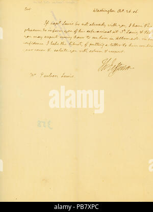 913 unterzeichneten Brief von Thomas Jefferson, Washington, Ruben Lewis, 26. Oktober 1806 Stockfoto