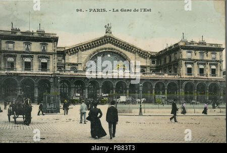 . Français: Carte postale Ancienne sans erwähnen d'Éditeurs, n° 96: [ [<: Fr: Paris | PARIS]] - La Gare de l'Est. Vor 1917 800 INCONNU 96 - PARIS - La Gare de l'Est Stockfoto