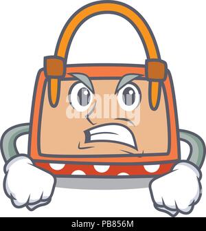 Wütend Handtasche Maskottchen Karikatur Stock Vektor