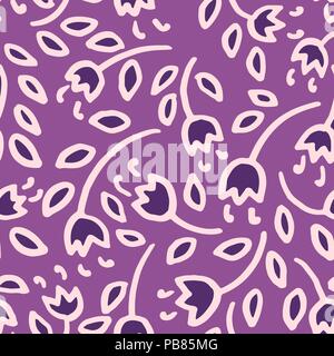 Einfache violette Blumen nahtlose Muster. Vector Illustration. Stock Vektor