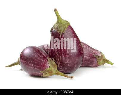 Aubergine Sorten von Graffiti auf weißem Hintergrund Stockfoto