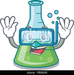 Tauchen Wissenschaft Becher Charakter Cartoon Stock Vektor