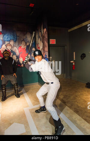 NEW YORK, USA - 22.September 2015: David Wright in Madame Tussaud Wax Museum, Times Square, New York City. Marie Tussaud wurde als Marie Grosholtz in 17 geboren Stockfoto