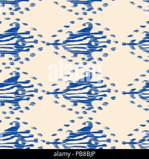 Ikat nahtlose Böhmischen ethnischen Blue vector Pattern in Aquarell Stil. Aquarell ikat orientalische Ornamente. Stock Vektor