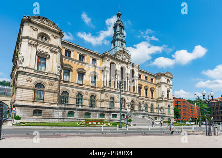 Bilbao Rathaus, Blick auf das Ayuntamiento (Rathaus) im Zentrum von Bilbao, Nordspanien. Stockfoto