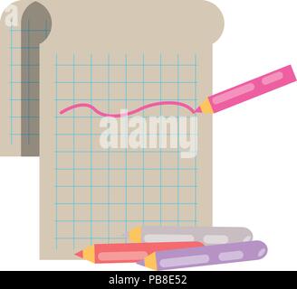 Buntstifte und Notepad Symbol auf weißem Hintergrund, Vector Illustration Stock Vektor