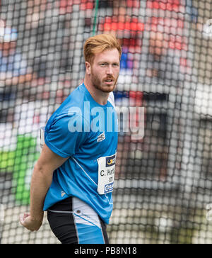 Nürnberg, Deutschland. 21. Juli 2018. Sieger Christoph HARTING, SCC Berlin, Platz 1, Finale diskuswurf der Männer, die am 21.07.2018. Deutsche Leichtathletik Meisterschaften 2018, vom 20.07. - 22.07.2018 in Nürnberg/Deutschland. | Verwendung der weltweiten Kredit: dpa/Alamy leben Nachrichten Stockfoto