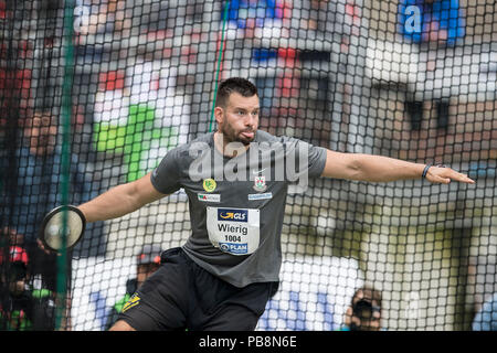 Martin WIERIG, Sportclub Magdeburg, Aktion. Letzte diskuswurf der Männer, die am 21.07.2018. Deutsche Leichtathletik Meisterschaften 2018, vom 20.07. - 22.07.2018 in Nürnberg/Deutschland. | Verwendung weltweit Stockfoto