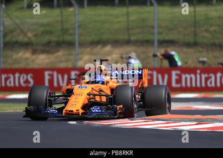 Hungaroring, Mogyorod, Ungarn. 27. Juli, 2018. Formel 1 Grand Prix von Ungarn, Freitag Freies Training; McLaren, Fernando Alonso Credit: Aktion plus Sport/Alamy leben Nachrichten Stockfoto