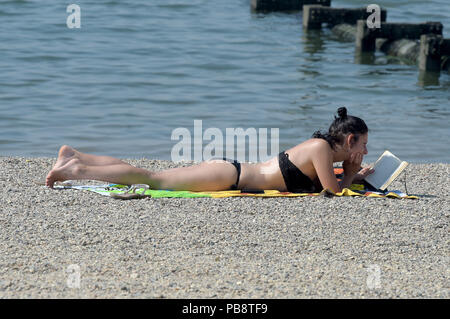 Southend-on-Sea, Essex. 27. Juli 2018. UK Wetter: Besucher in Southend on Sea Essex der heisseste Tag des Jahres genießen. 27.Juli 2018 Quelle: MARTIN DALTON/Alamy leben Nachrichten Stockfoto