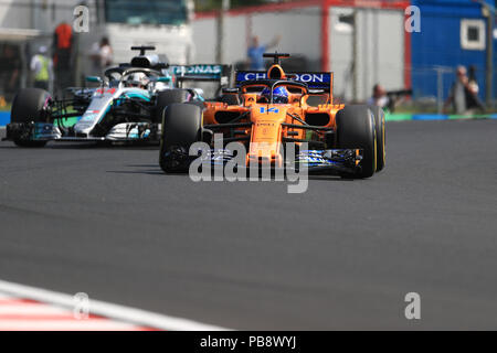 Hungaroring, Mogyorod, Ungarn. 27. Juli, 2018. Formel 1 Grand Prix von Ungarn, Freitag Freies Training; McLaren, Fernando Alonso Credit: Aktion plus Sport/Alamy leben Nachrichten Stockfoto