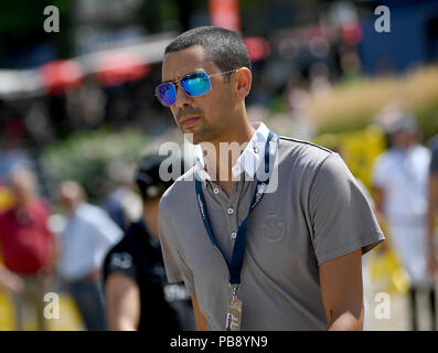 Berlin, Deutschland. 29. Juli, 2018. Reitsport/springen, Global Champions Tour: Nayel Nassar aus Ägypten, während der Kurs aufstieg. Quelle: Britta Pedersen/dpa-Zentralbild/dpa/Alamy leben Nachrichten Stockfoto