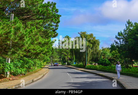 Dalat, Vietnam - 27.November 2017. Straße in Dalat, Vietnam. Da Lat war als Resort von der Französischen in den frühen 1900er Jahren entwickelt. Stockfoto