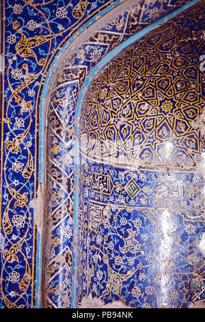 Detail der Kacheln, die Blaue Moschee, die Masjid-i Muzaffariya, Tabriz, Iran Stockfoto