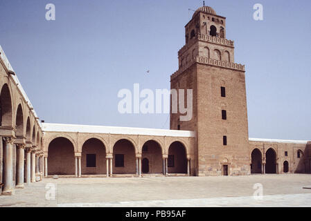 Blick auf Minarett, Große Moschee von Qayrawan, Tunesien Stockfoto