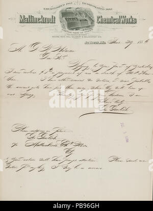 907 Brief unterzeichnet Geo. Goerlich, St. Louis, MO., D.R. Whitman, 29. Juni 1886 Stockfoto