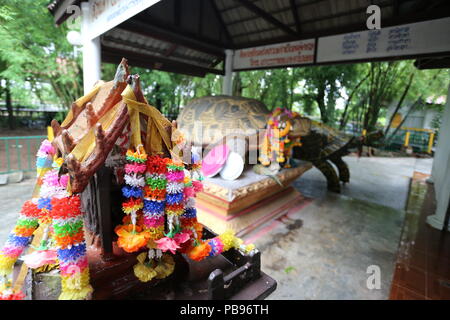 Die Schildkröte Haus in der Nähe von Khon Kaen besucht durch diejenigen, die verehren, Schildkröten und wählen Sie Verdienst für ein langes und gesundes Leben zu machen. Stockfoto