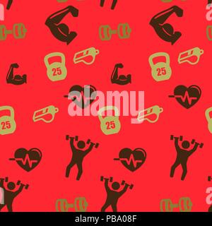 Sport Muster Nahtlose. Vector Illustration. Roten Hintergrund. Stock Vektor
