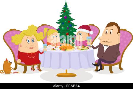 Familie Weihnachten feiern, isoliert Stock Vektor