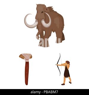 Das Leben in der Steinzeit cartoon Symbole im Set Sammlung für Design. Alten Leute vektor Symbol lieferbar Abbildung. Stock Vektor