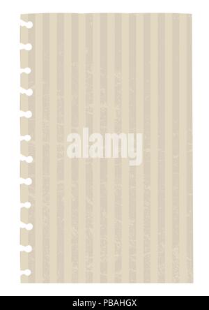 Vector retro Papier. Streifen und Kratzer. Alte Textur. Beige Tönen. A4 Hinweis auf der PAD-Seite Stock Vektor