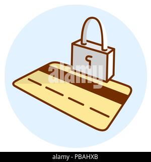 Die farbigen ecure Transaktion"-Symbol. Kreditkarte und Sperren. Trendy flache Linie Design. Bunte Vektor illustration Stock Vektor